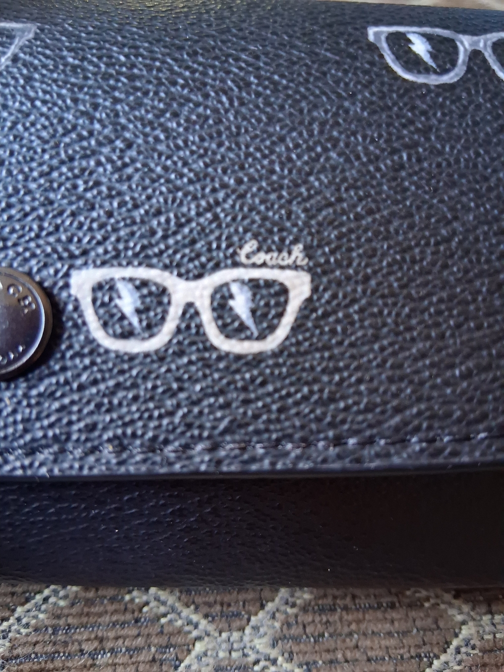 Coach Black Wristlet Wallet with White Sunglasses Motif - Picture 2 of 6